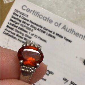 Garnet And White topaz Ring SS